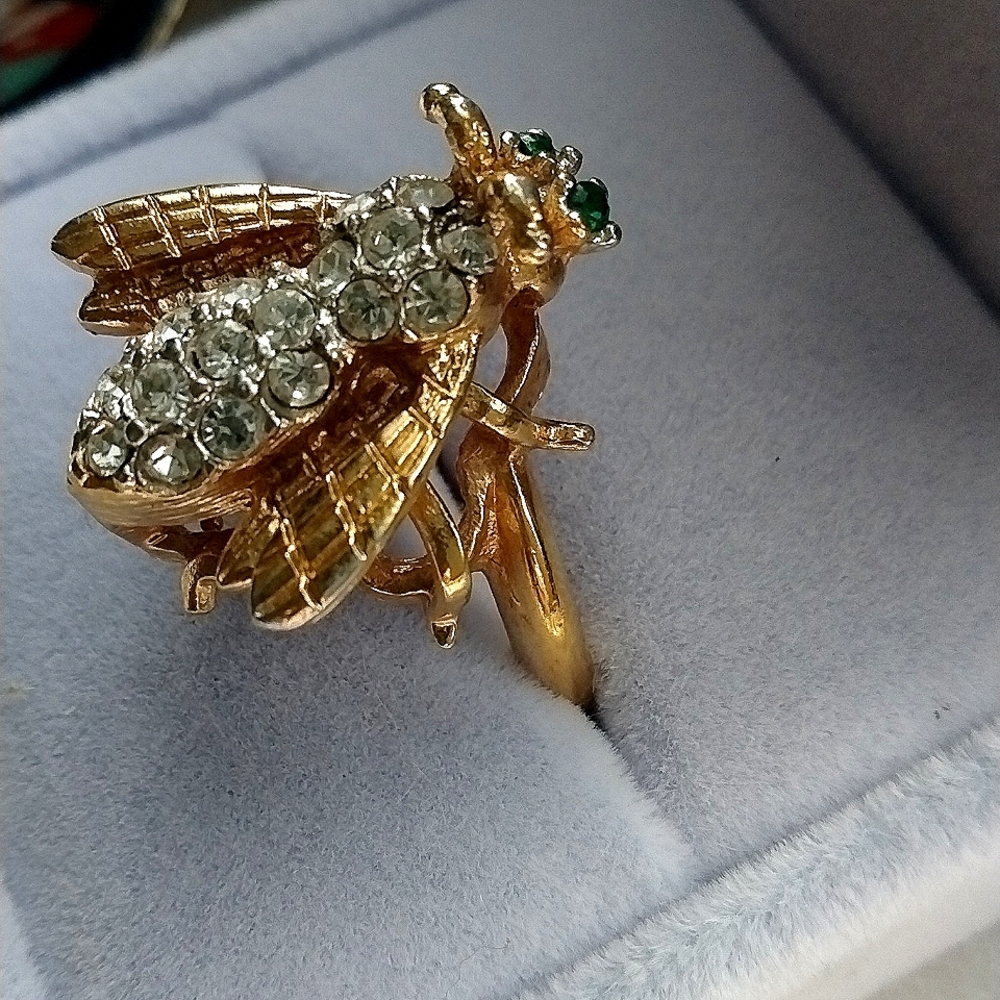 18k Gold Filled Bee Statement Ring - image 2